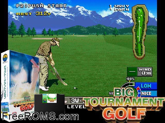 Neo Turf Masters (JUE) [!] NeoGeo game showing 3D box cover and gameplay screenshot